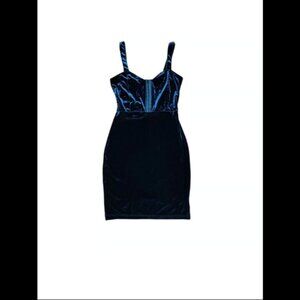 H & M Divided Velvet Teal Mini Dress Juniors Size 4 XS